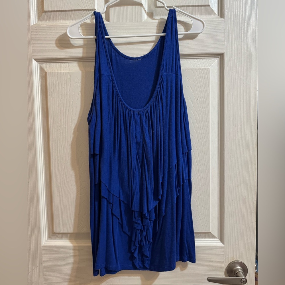 Sonoma Royal Blue Ruffled Tank Top